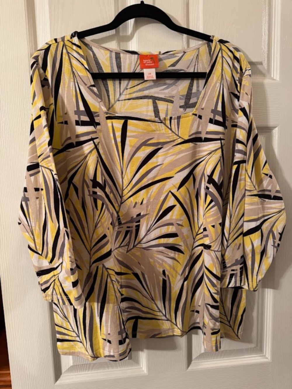 Heart of Palm Women's Plus Size Square Neckline 3/4- Sleeve Top